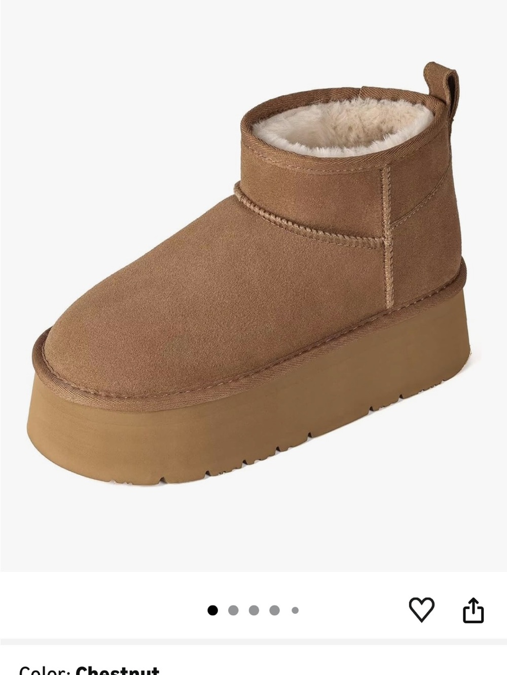 Chestnut Platform Shearling Ankle Booties